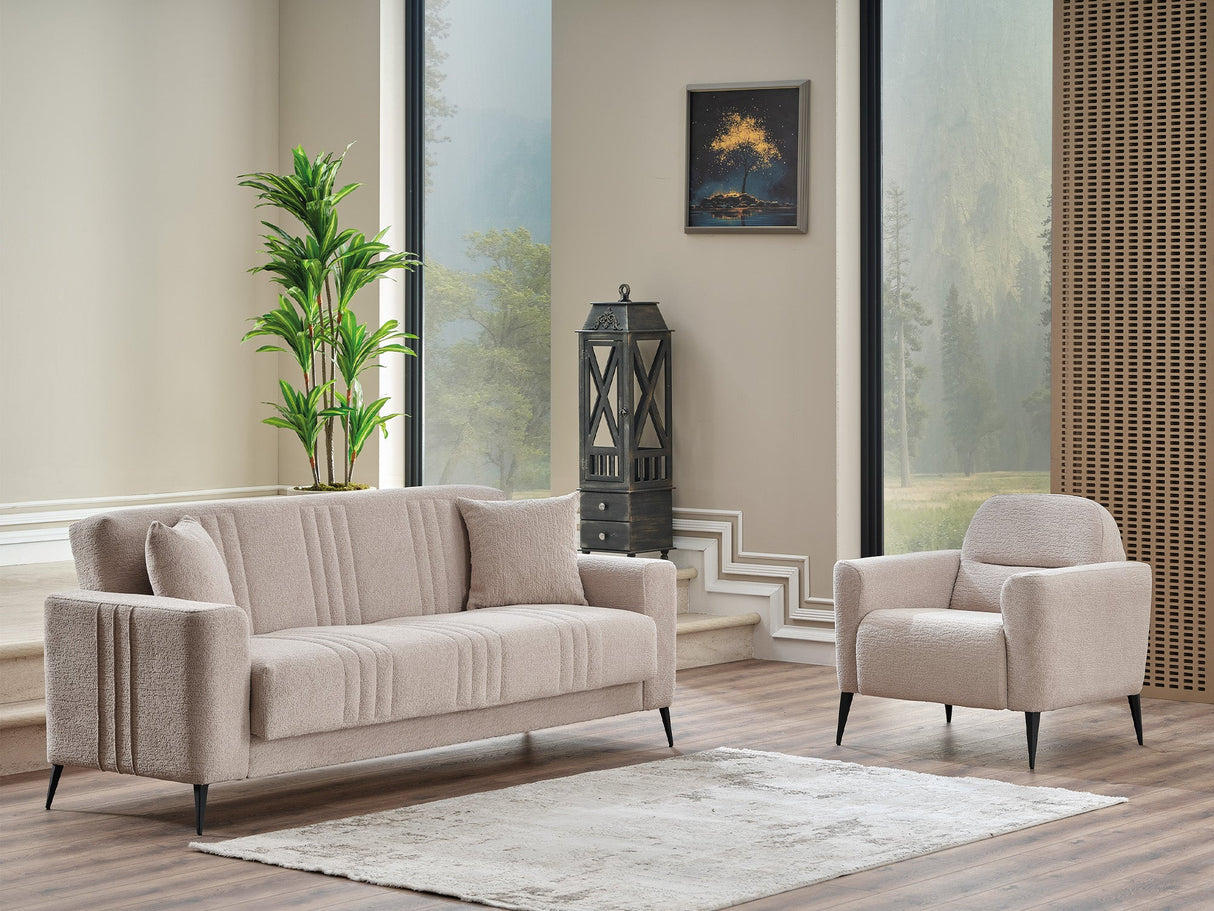 Adela 3-pieces (Sofa & Loveseat & Chair) Livingroom Set in Cream from Furnia - Luna Furniture