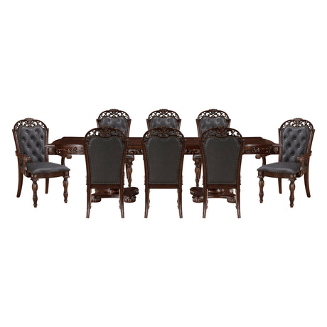 Adelina Cherry 9-Piece Double Pedestal Extendable Dining Room Set from Homelegance - Luna Furniture
