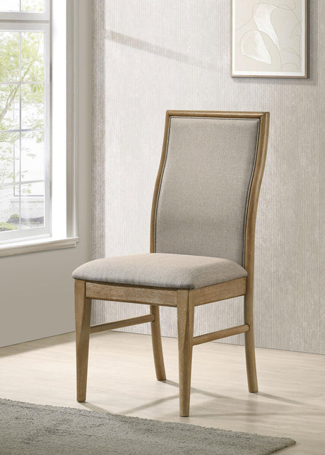 Adina Barley and Distressed Light Brown Upholstered Dining Side Chair, Set of 2 from Coaster - Luna Furniture