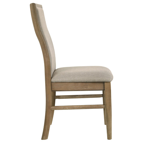 Adina Barley and Distressed Light Brown Upholstered Dining Side Chair, Set of 2 from Coaster - Luna Furniture