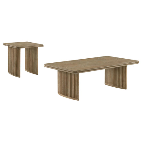 Adina Distressed Light Brown 2-Piece Wood Coffee Table Set from Coaster - Luna Furniture