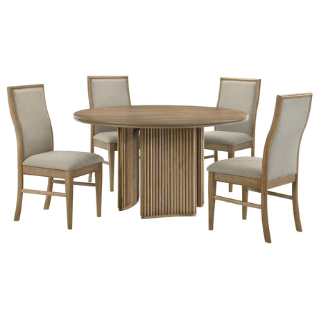 Adina Distressed Light Brown 5-Piece Round Dining Room Set from Coaster - Luna Furniture