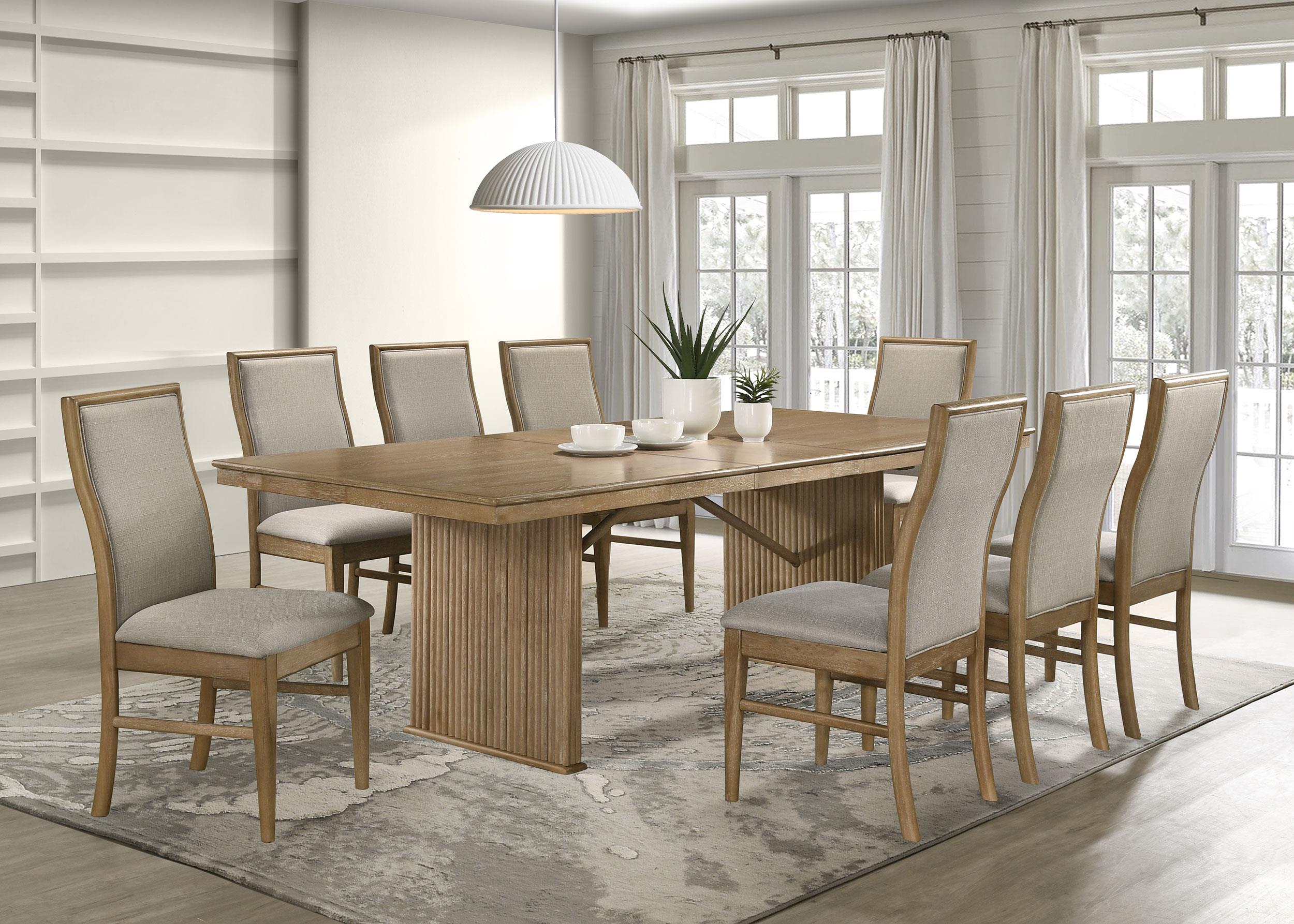 Coaster Adina Distressed Light Brown 9-Piece Extension Leaf Dining