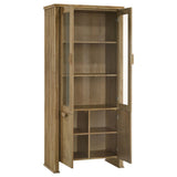 Adina Distressed Light Brown Tall Dining Display Cabinet from Coaster - Luna Furniture