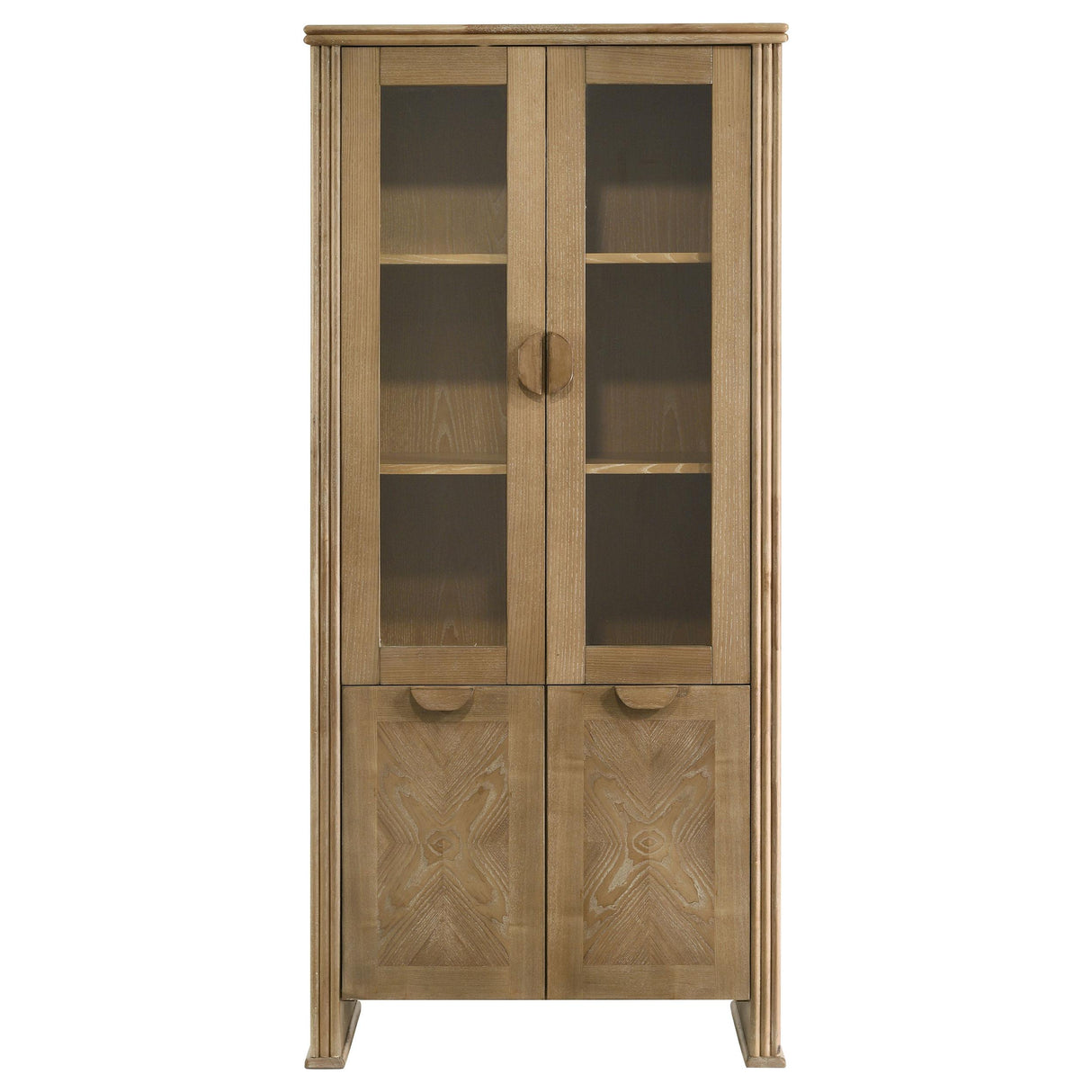 Adina Distressed Light Brown Tall Dining Display Cabinet from Coaster - Luna Furniture