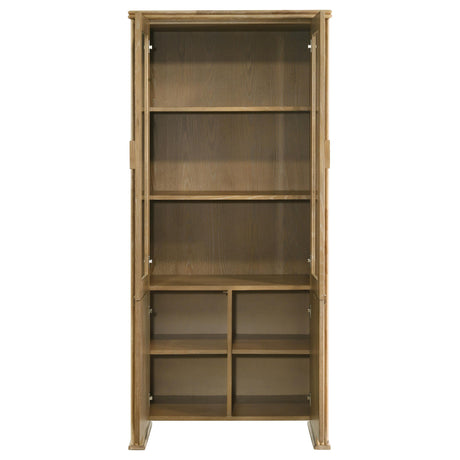 Adina Distressed Light Brown Tall Dining Display Cabinet from Coaster - Luna Furniture