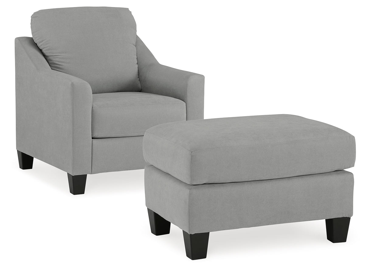 Adlai Chair and Ottoman in Shadow from Ashley - Luna Furniture