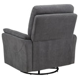 Adler Charcoal Gray Upholstered Power Swivel Glider Recliner from Coaster - Luna Furniture