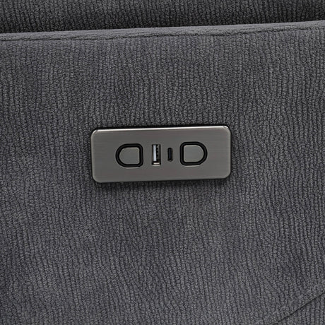 Adler Charcoal Gray Upholstered Power Swivel Glider Recliner from Coaster - Luna Furniture