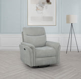 Adler Ivory Upholstered Power Swivel Glider Recliner from Coaster - Luna Furniture