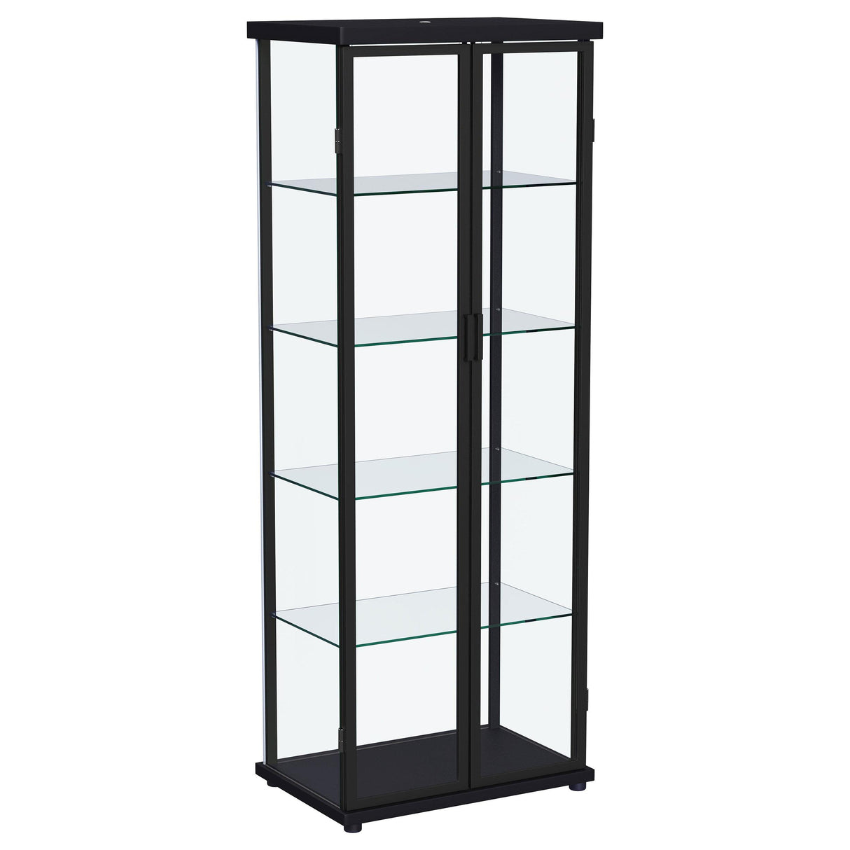 Aero Black 5-Shelf Display Curio Cabinet with LED and Clear Tempered Glass Shelves from Coaster - Luna Furniture