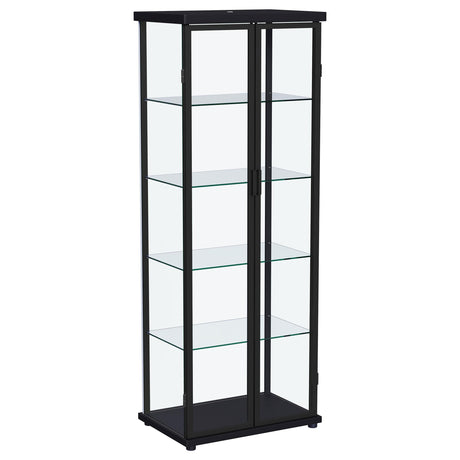 Aero Black 5-Shelf Display Curio Cabinet with LED and Clear Tempered Glass Shelves from Coaster - Luna Furniture