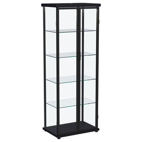 Aero Black 5-Shelf Display Curio Cabinet with LED and Clear Tempered Glass Shelves from Coaster - Luna Furniture
