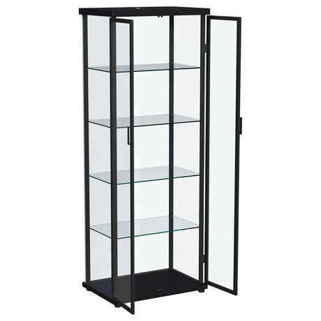 Aero Black 5-Shelf Display Curio Cabinet with LED and Clear Tempered Glass Shelves from Coaster - Luna Furniture