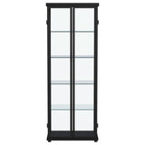 Aero Black 5-Shelf Display Curio Cabinet with LED and Clear Tempered Glass Shelves from Coaster - Luna Furniture