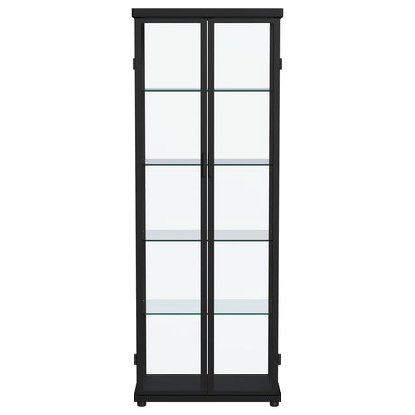 Aero Black 5-Shelf Display Curio Cabinet with LED and Clear Tempered Glass Shelves from Coaster - Luna Furniture
