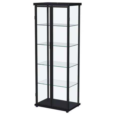 Aero Black 5-Shelf Display Curio Cabinet with LED and Clear Tempered Glass Shelves from Coaster - Luna Furniture