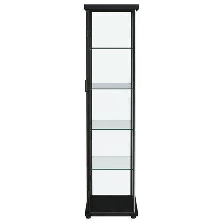 Aero Black 5-Shelf Display Curio Cabinet with LED and Clear Tempered Glass Shelves from Coaster - Luna Furniture