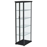 Aero Black 5-Shelf Display Curio Cabinet with LED and Clear Tempered Glass Shelves from Coaster - Luna Furniture