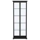 Aero Black 5-Shelf Display Curio Cabinet with LED and Clear Tempered Glass Shelves from Coaster - Luna Furniture
