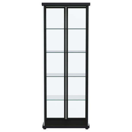 Aero Black 5-Shelf Display Curio Cabinet with LED and Clear Tempered Glass Shelves from Coaster - Luna Furniture