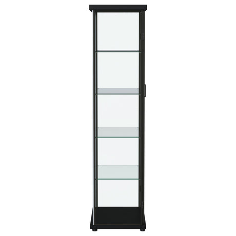 Aero Black 5-Shelf Display Curio Cabinet with LED and Clear Tempered Glass Shelves from Coaster - Luna Furniture