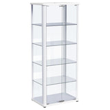 Aero Glossy White 5-Shelf Display Curio Cabinet with LED and Clear Tempered Glass Shelves from Coaster - Luna Furniture