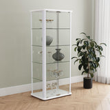 Aero Glossy White 5-Shelf Display Curio Cabinet with LED and Clear Tempered Glass Shelves from Coaster - Luna Furniture