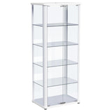 Aero Glossy White 5-Shelf Display Curio Cabinet with LED and Clear Tempered Glass Shelves from Coaster - Luna Furniture