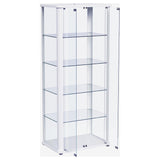 Aero Glossy White 5-Shelf Display Curio Cabinet with LED and Clear Tempered Glass Shelves from Coaster - Luna Furniture