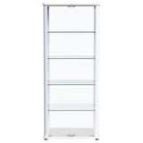 Aero Glossy White 5-Shelf Display Curio Cabinet with LED and Clear Tempered Glass Shelves from Coaster - Luna Furniture