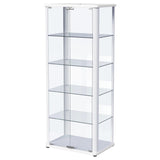 Aero Glossy White 5-Shelf Display Curio Cabinet with LED and Clear Tempered Glass Shelves from Coaster - Luna Furniture