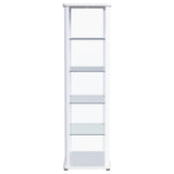 Aero Glossy White 5-Shelf Display Curio Cabinet with LED and Clear Tempered Glass Shelves from Coaster - Luna Furniture