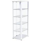 Aero Glossy White 5-Shelf Display Curio Cabinet with LED and Clear Tempered Glass Shelves from Coaster - Luna Furniture