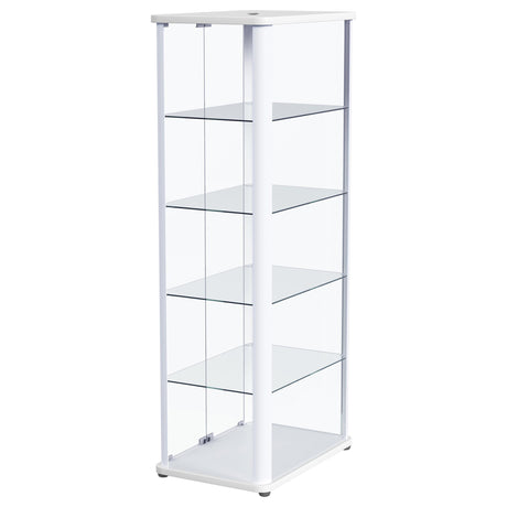 Aero Glossy White 5-Shelf Display Curio Cabinet with LED and Clear Tempered Glass Shelves from Coaster - Luna Furniture