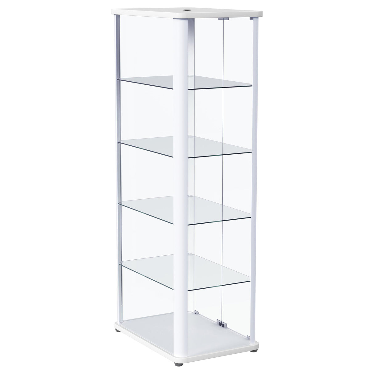 Aero Glossy White 5-Shelf Display Curio Cabinet with LED and Clear Tempered Glass Shelves from Coaster - Luna Furniture