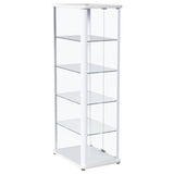 Aero Glossy White 5-Shelf Display Curio Cabinet with LED and Clear Tempered Glass Shelves from Coaster - Luna Furniture