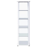 Aero Glossy White 5-Shelf Display Curio Cabinet with LED and Clear Tempered Glass Shelves from Coaster - Luna Furniture