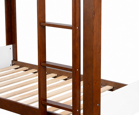 Terri White/Dark Cherry Twin-over-Twin Bunk Bed with Mattresses from Furniture of America - Luna Furniture