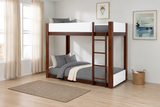 Terri White/Dark Cherry Twin-over-Twin Bunk Bed with Mattresses