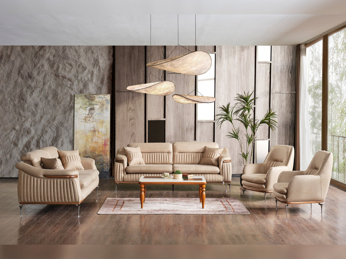 Ahsen Beige 3-Piece Living Room Set (Sofa & Loveseat & Chair) from Furnia - Luna Furniture