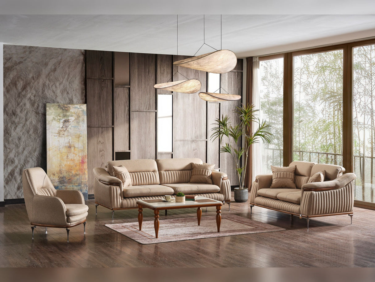 Ahsen Beige 3-Piece Living Room Set (Sofa & Loveseat & Chair) from Furnia - Luna Furniture