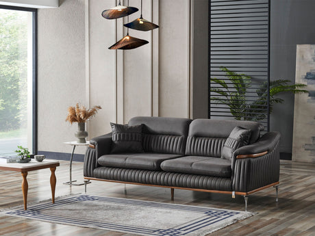 Ahsen Dark Gray 3-Piece Living Room Set (Sofa & Loveseat & Chair) from Furnia - Luna Furniture