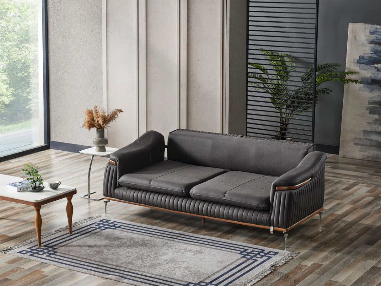 Ahsen Dark Gray 3-Piece Living Room Set (Sofa & Loveseat & Chair) from Furnia - Luna Furniture
