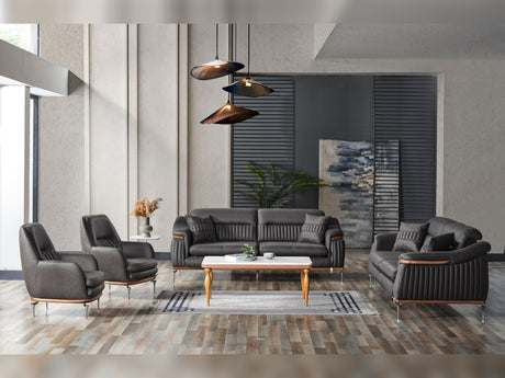 Ahsen Dark Gray 3-Piece Living Room Set (Sofa & Loveseat & Chair) from Furnia - Luna Furniture