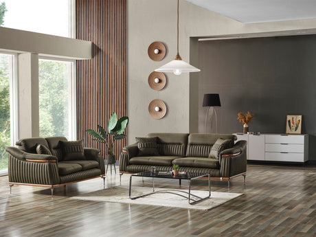 Ahsen Khaki 3-Piece Living Room Set (Sofa & Loveseat & Chair) from Furnia - Luna Furniture