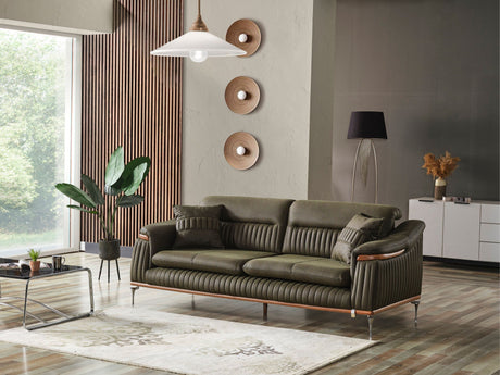 Ahsen Khaki 3-Piece Living Room Set (Sofa & Loveseat & Chair) from Furnia - Luna Furniture