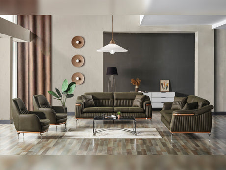 Ahsen Khaki 3-Piece Living Room Set (Sofa & Loveseat & Chair) from Furnia - Luna Furniture