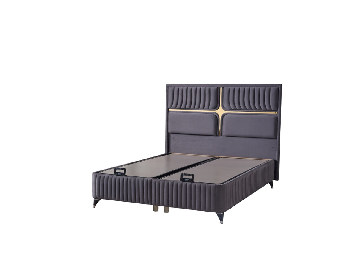 Akasya Fume King Storage Bed without Headboard from Furnia - Luna Furniture