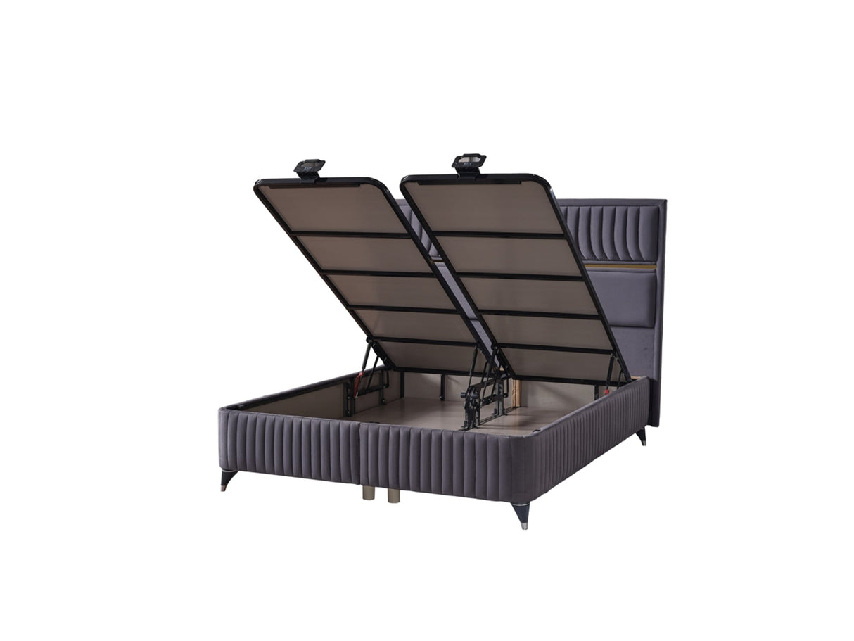 Akasya Fume King Storage Bed without Headboard from Furnia - Luna Furniture